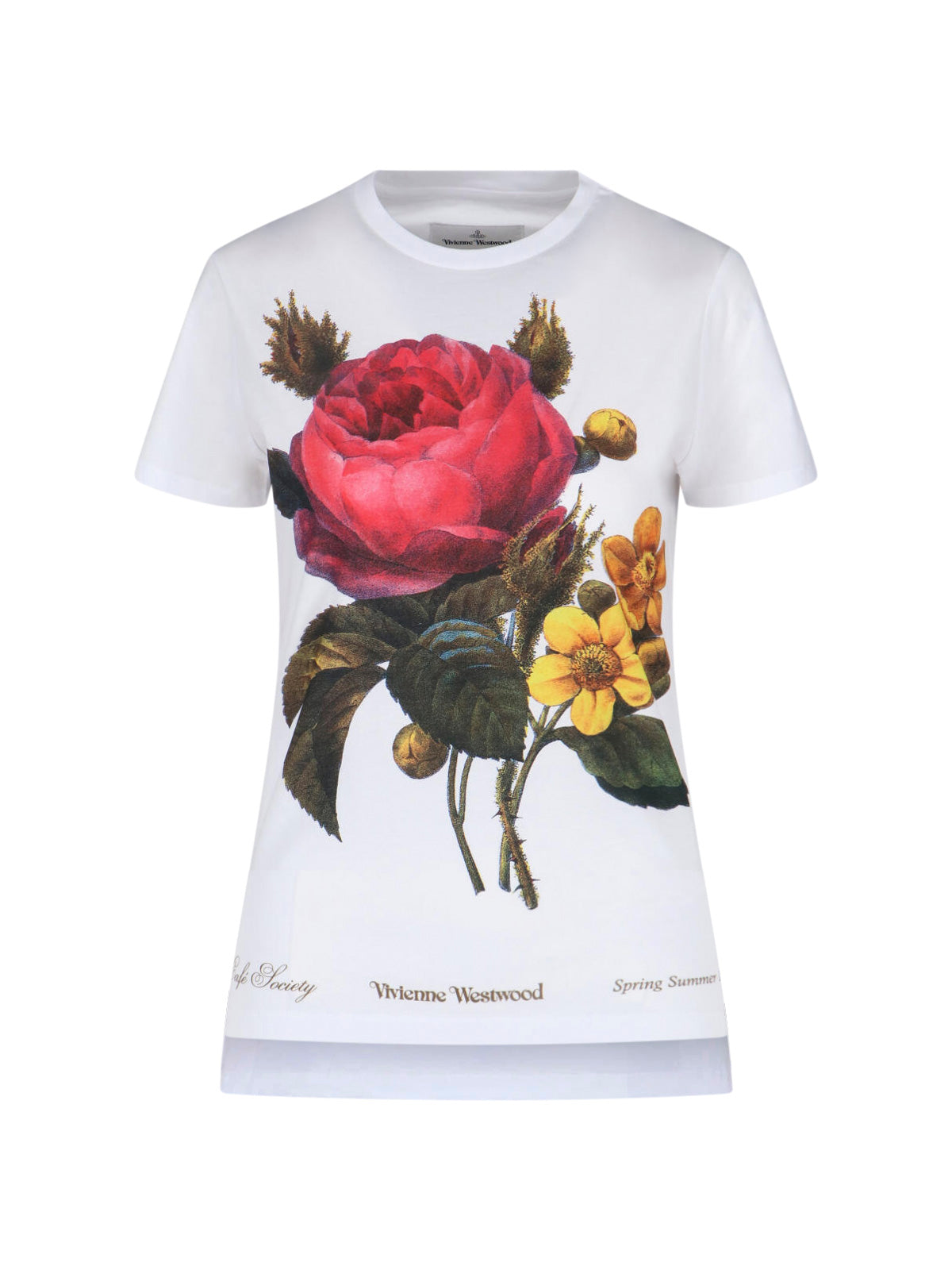 White Floral Print Cotton T-Shirt