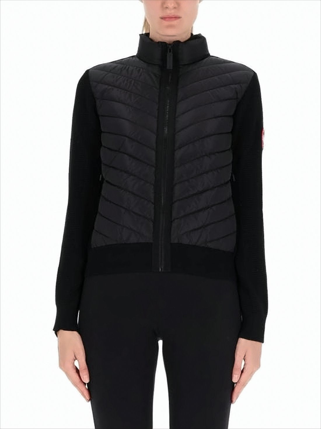 Quilted Black Down Jacket with Knit Back