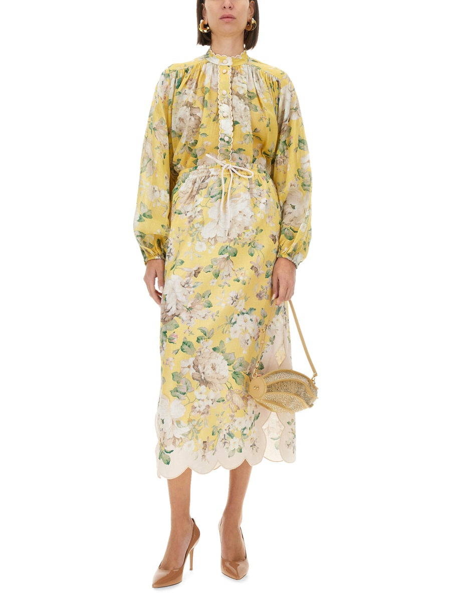 Classic Linen Skirt With Elegant Draping