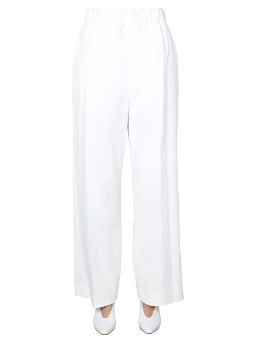 Lightweight Wide Trousers With Elasticated Waistband