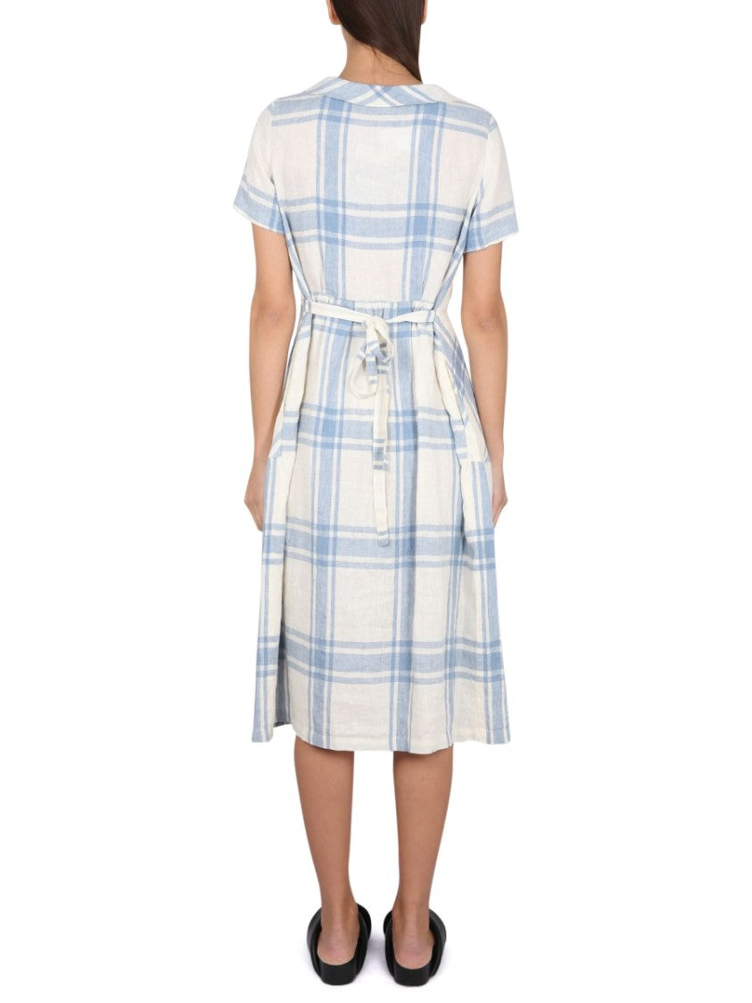 Light Blue Plaid Midi Dress