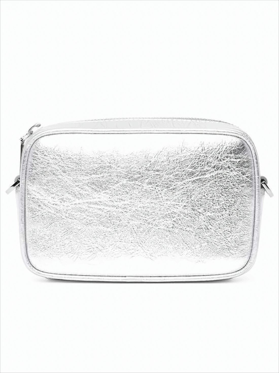 Textured Metallic Leather Shoulder Bag