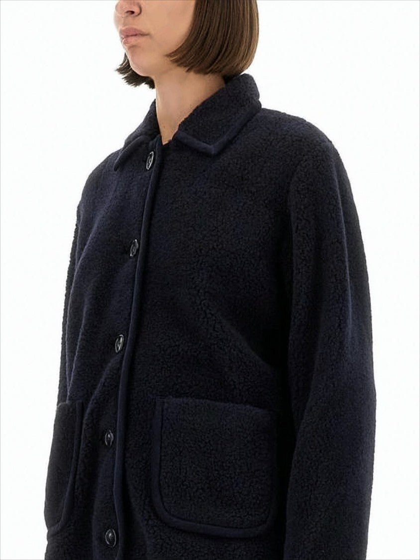 Boxy Silhouette Black Wool-Cotton Blend Jacket