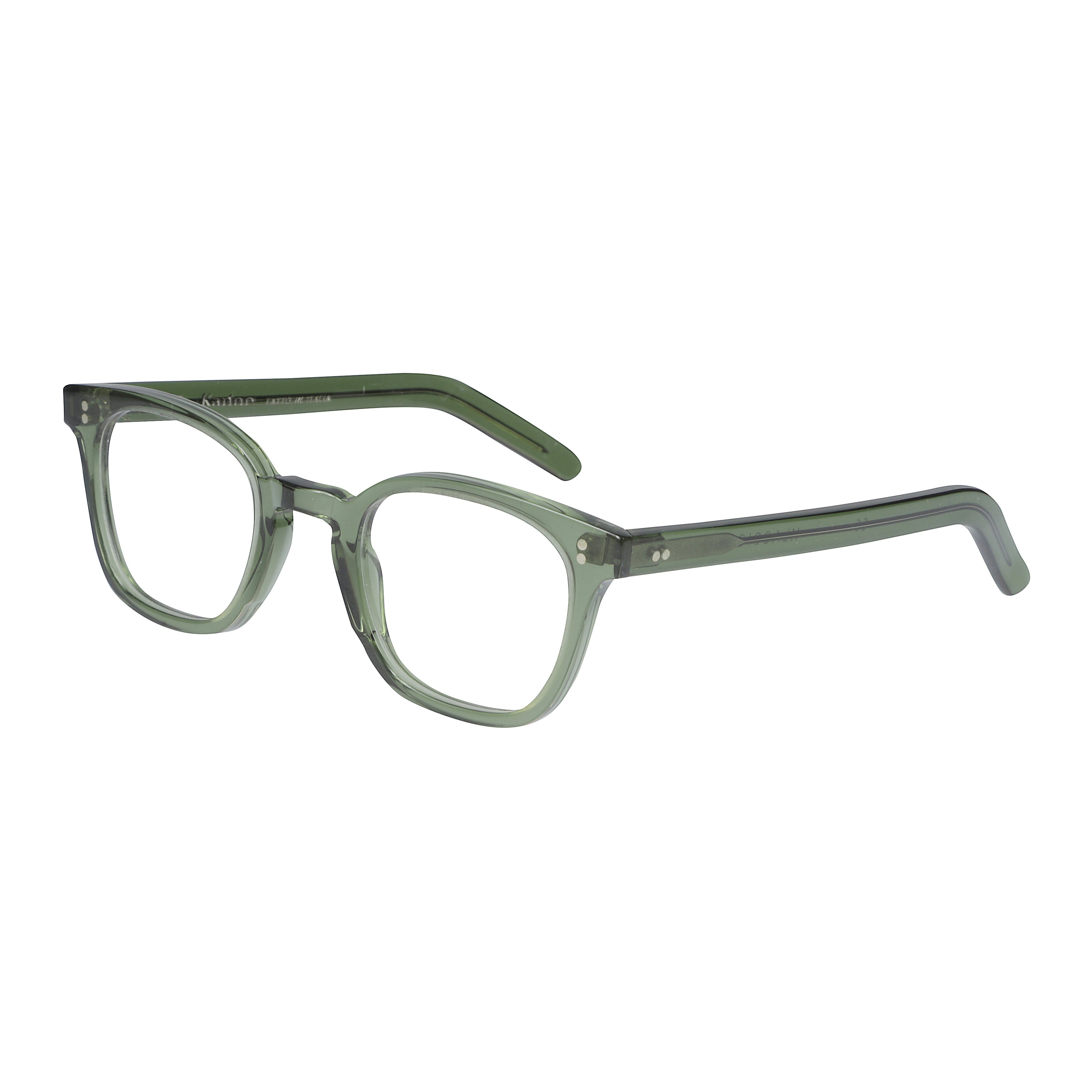 Klassiko Translucent Green Square Frame Eyeglasses with Metallic Rivets