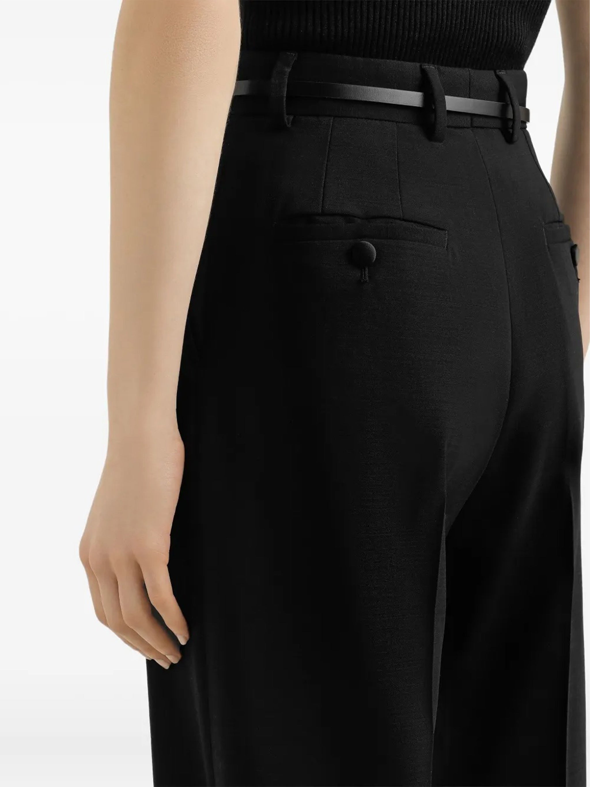 High-Waisted Wide-Leg Tailored Wool Trousers