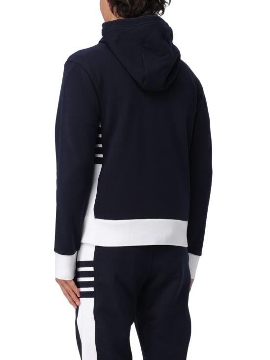 Cotton Hooded Zip-Up Top with Contrasting Trim