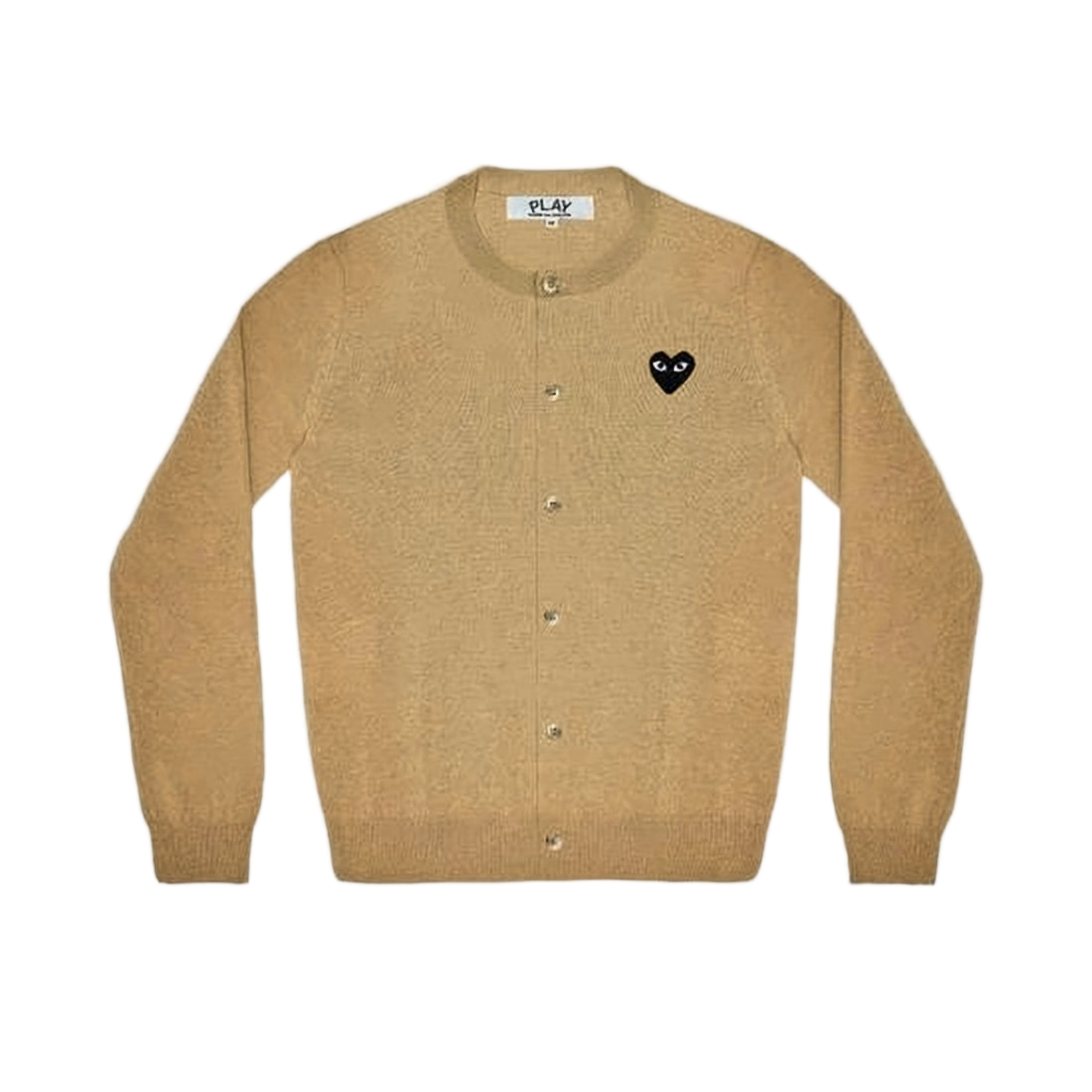 Brown Wool Cardigan With Metallic Button Front And Heart Emblem