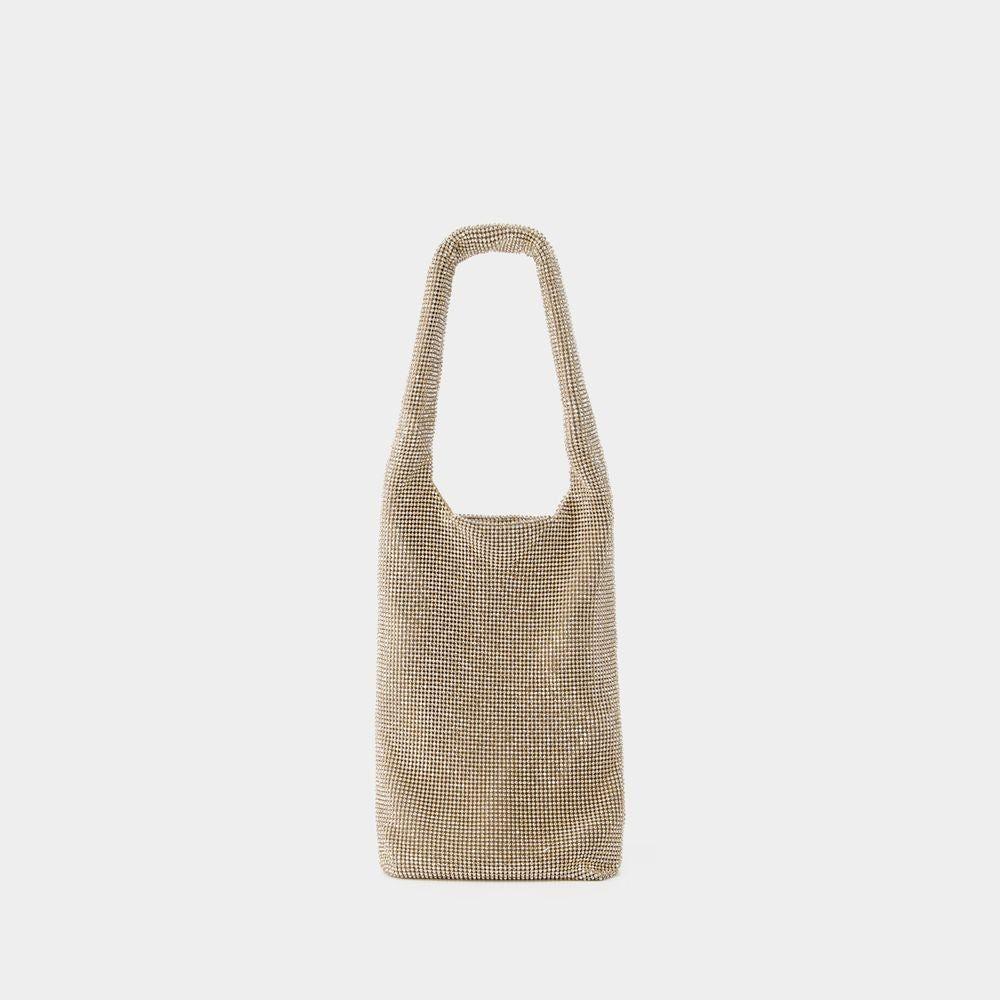 Crystal Mesh Wine Cooler Shoulder Bag - Mesh - Beige
