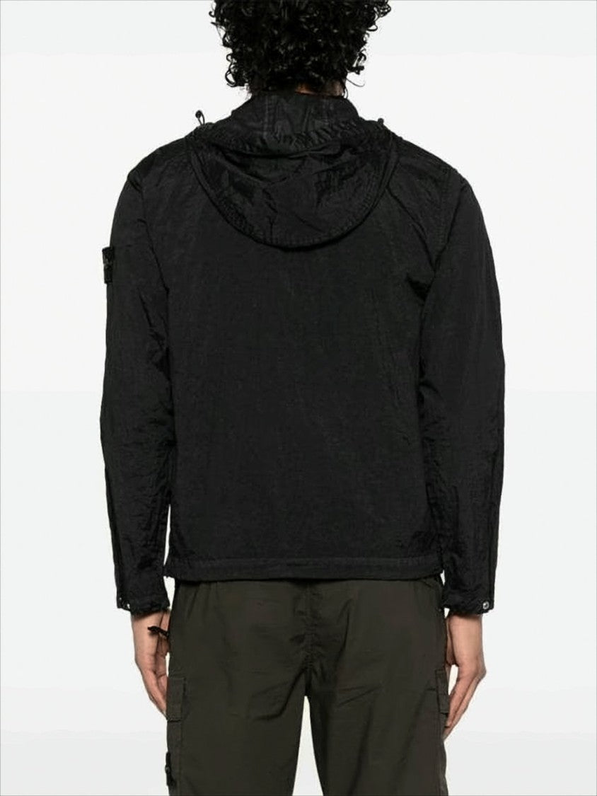 Lightweight Hooded Jacket with Zippered Front and Patch Detail