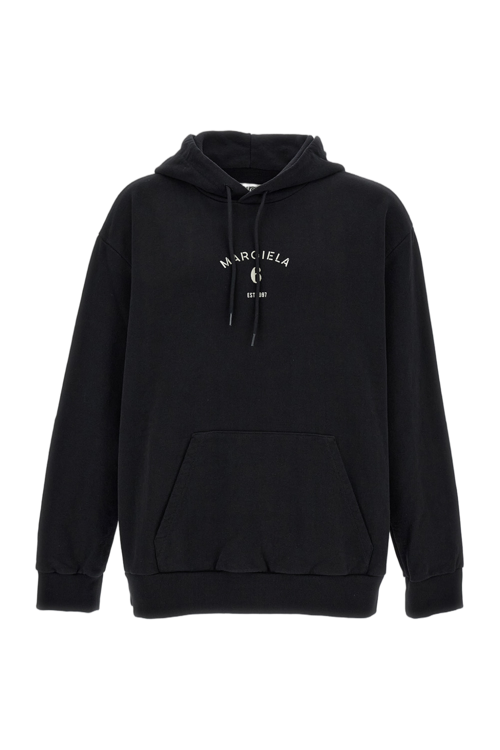 Black Oversized Hoodie with Logo Print