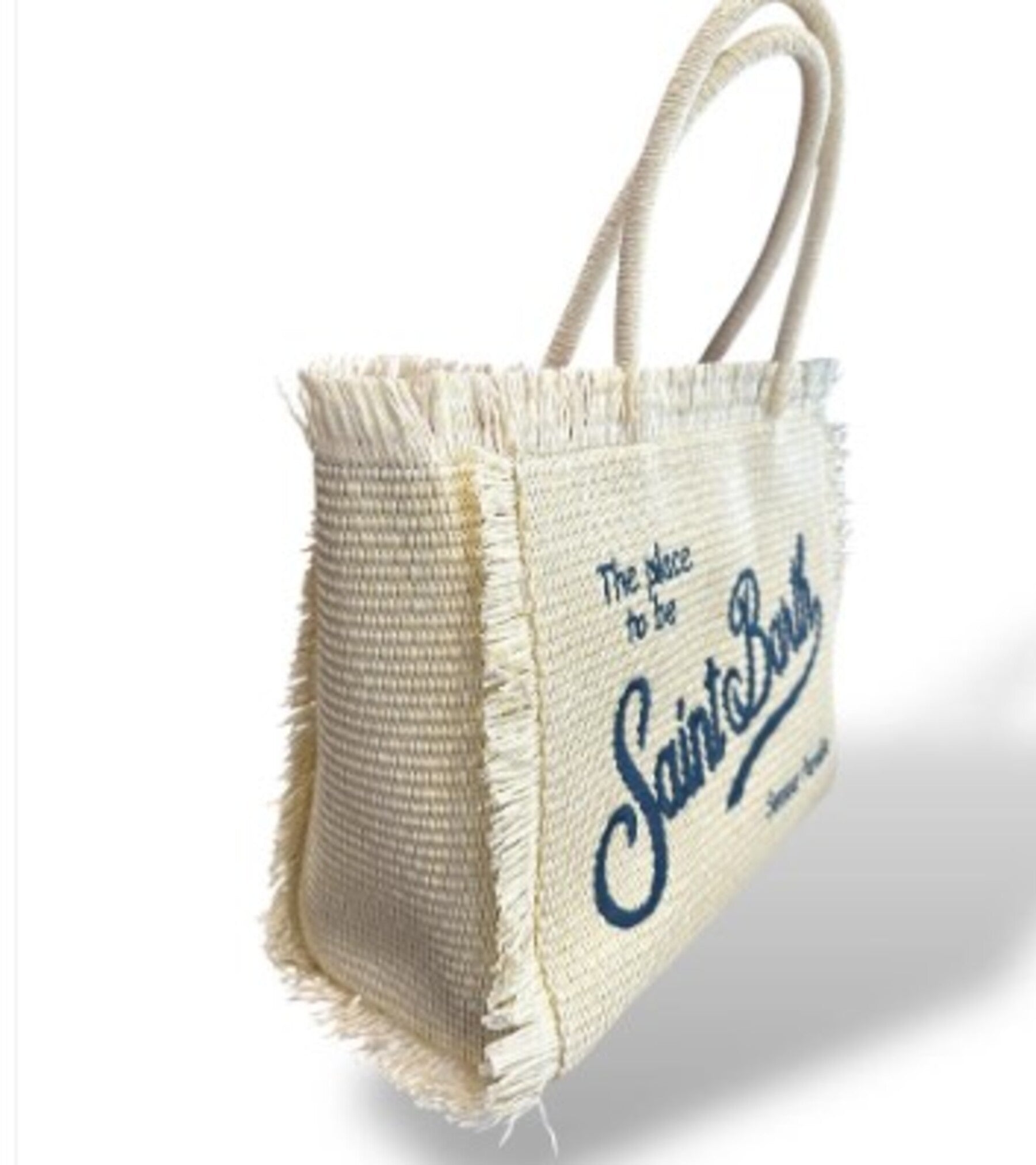 Rectangular Woven Tote Bag with Fringed Edges