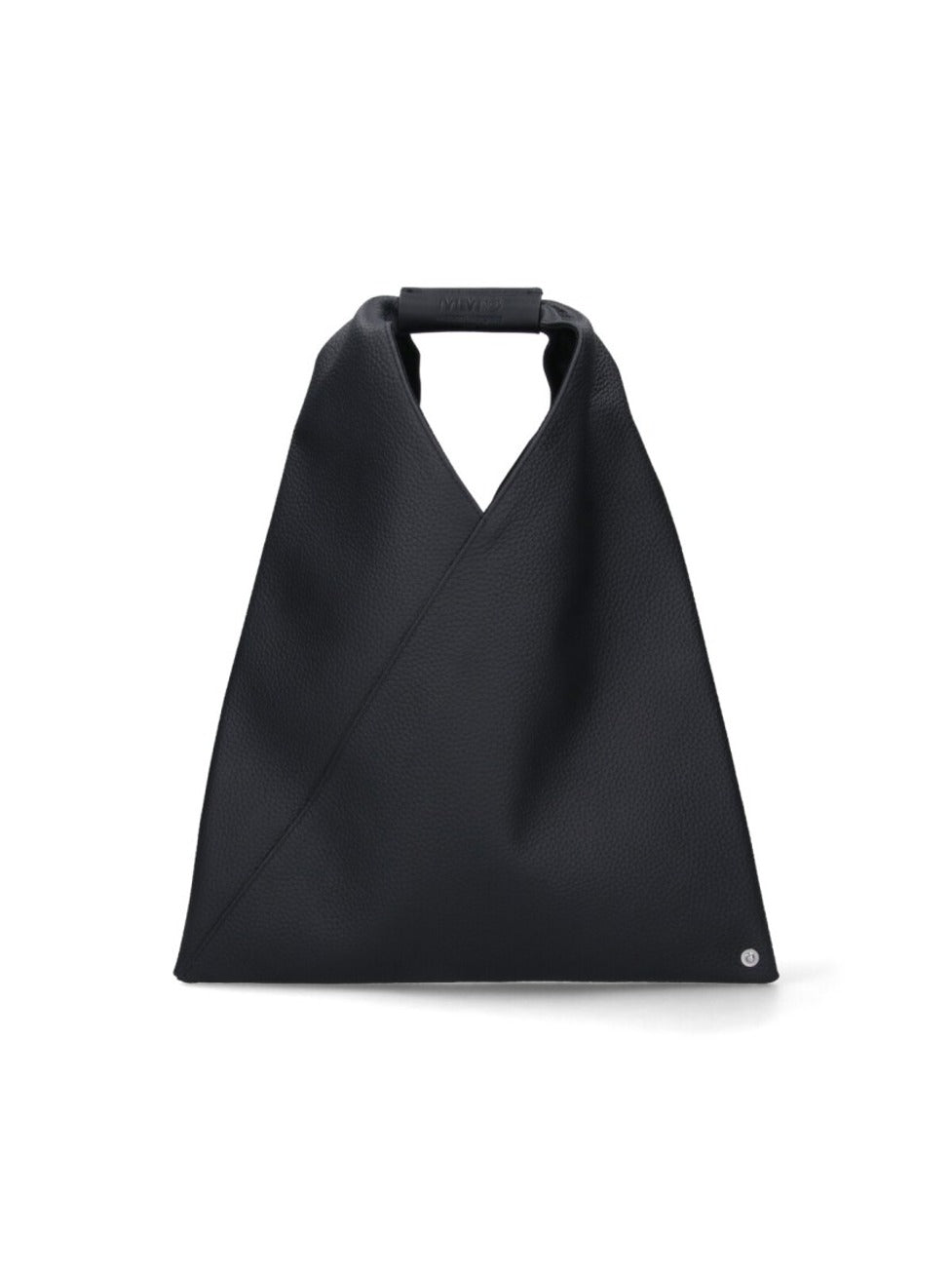 Black Hammered Leather Small "Japanese" Handbag
