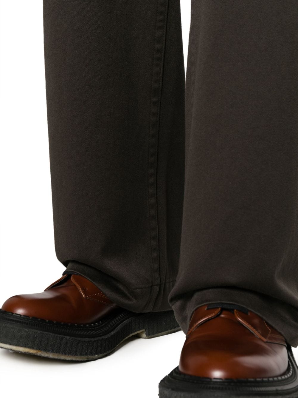 Relaxed Fit Brown Cotton Pants