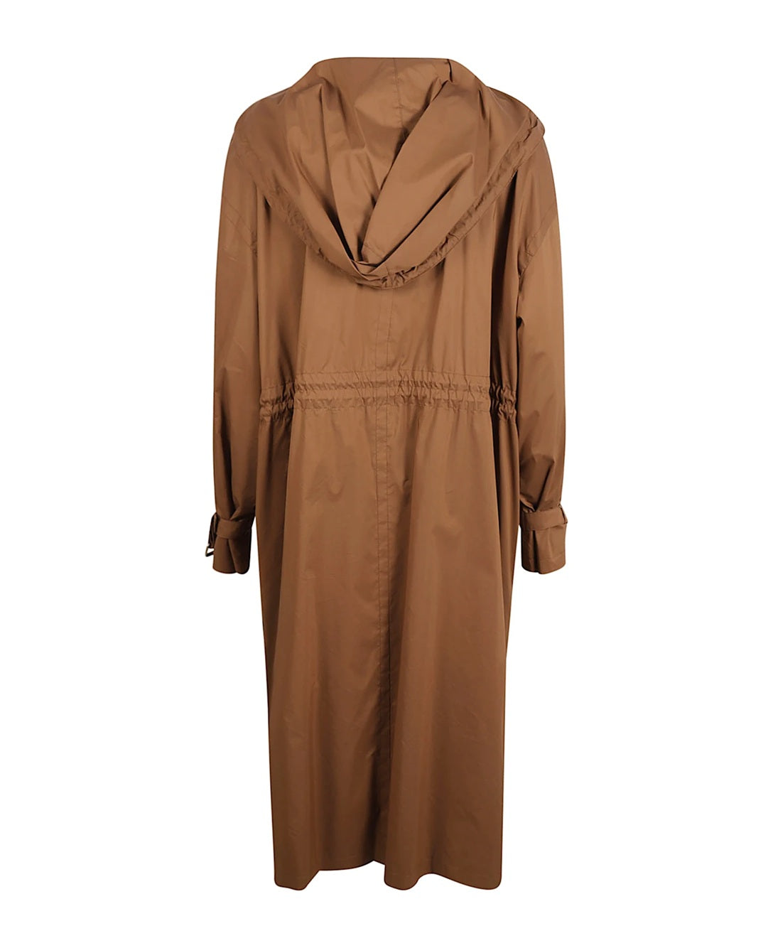 Relaxed-Fit Brown Coat with Drawstring Waist