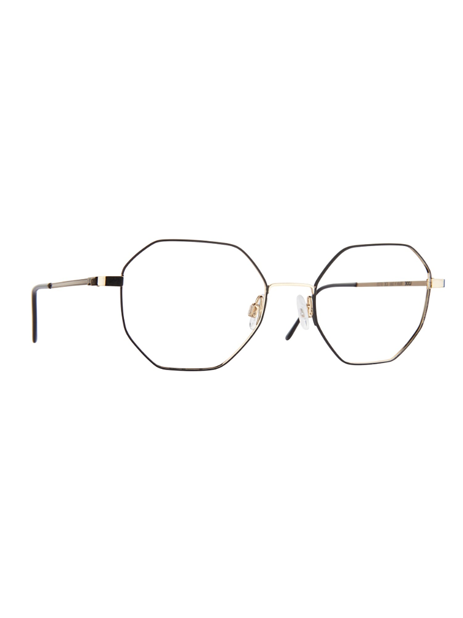 Octagonal Black Optical Frames with Sleek Metal Design