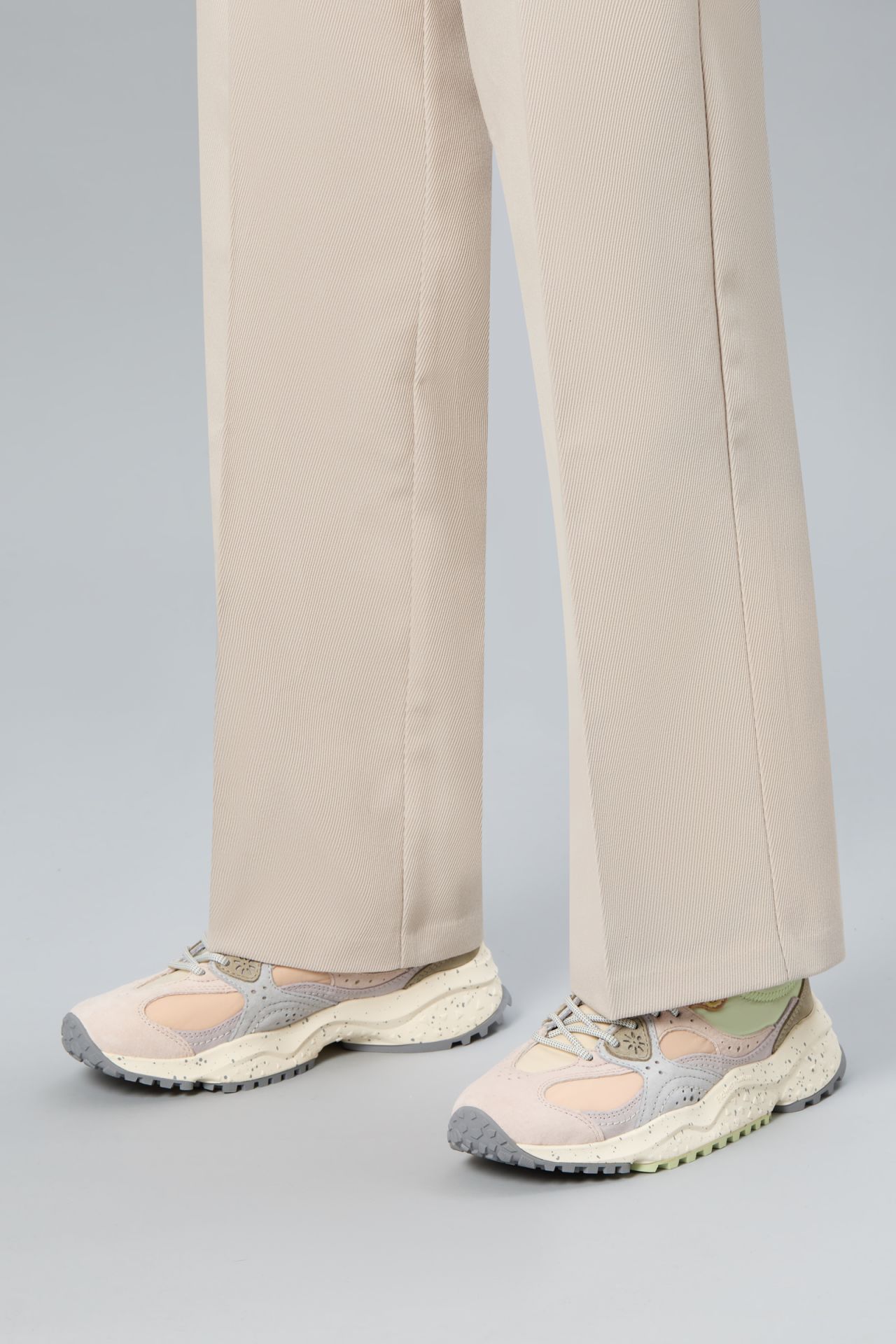 Layered Pastel Sneakers with Textured Outsole