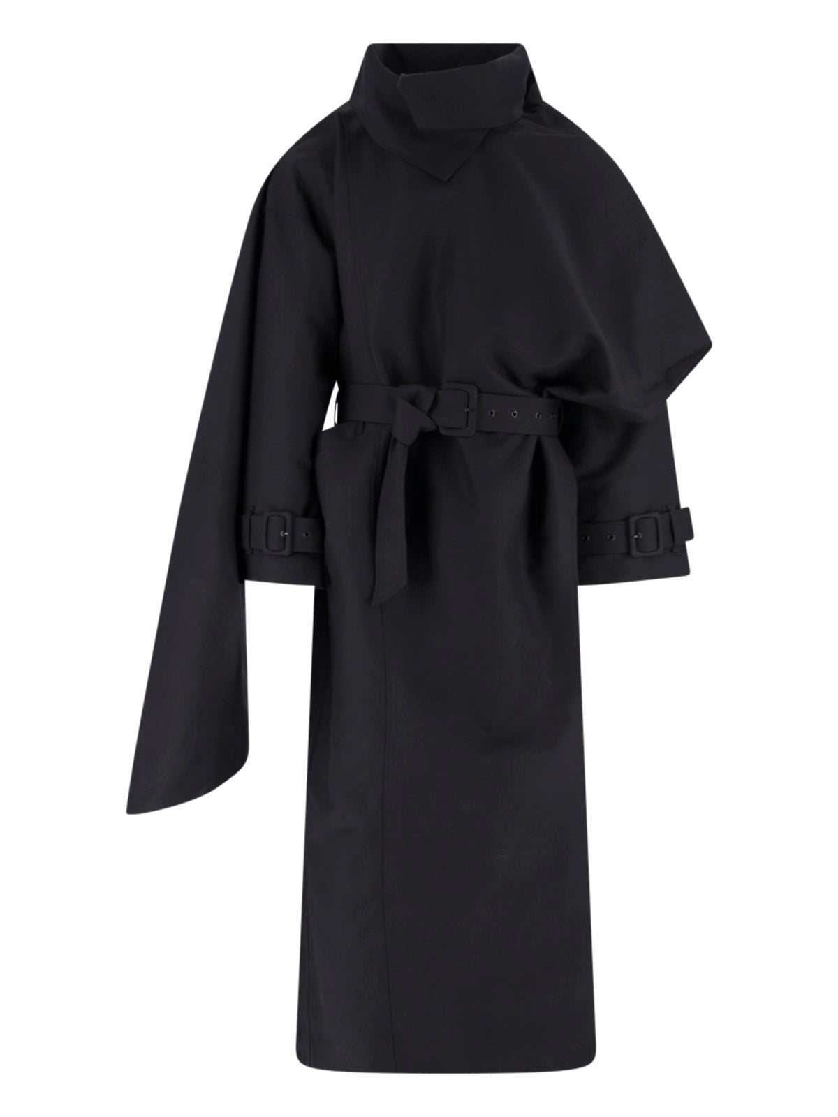 Black Asymmetrical Cape Overlay Jacket