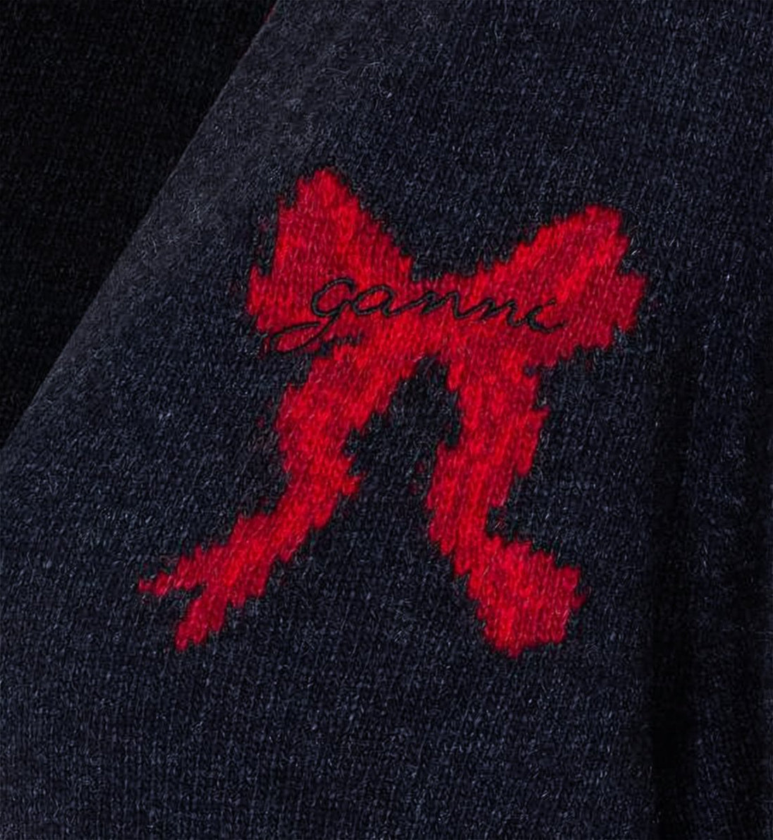 Deep V-Neck Cardigan with Playful Embroidered Rabbit
