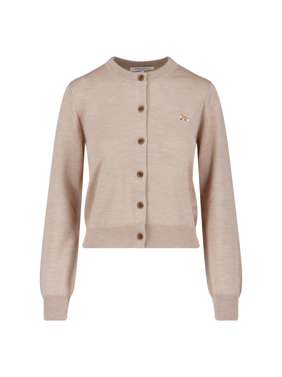 Beige Baby Fox Merino Wool Cardigan