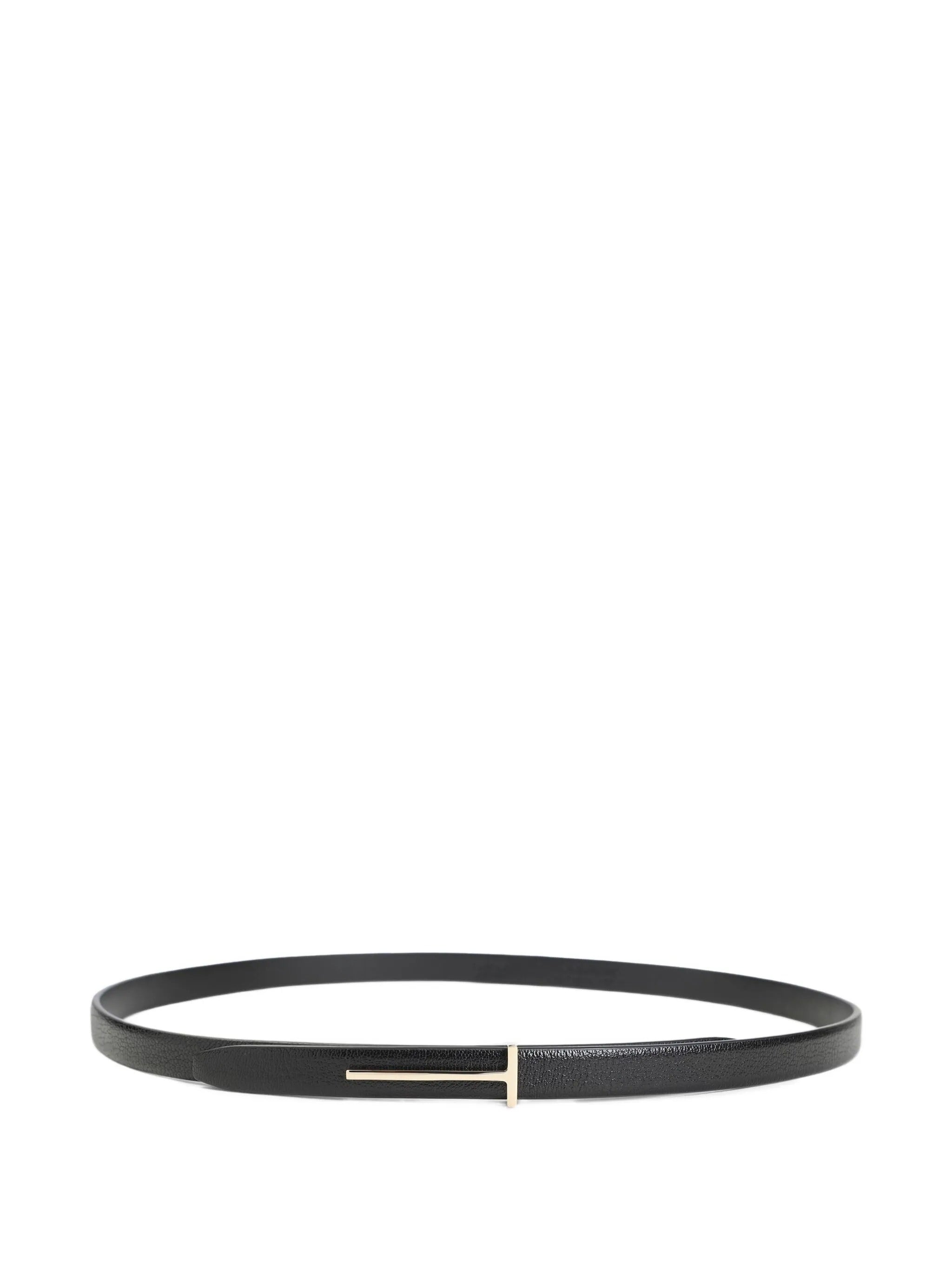 Slim Black Leather Belt