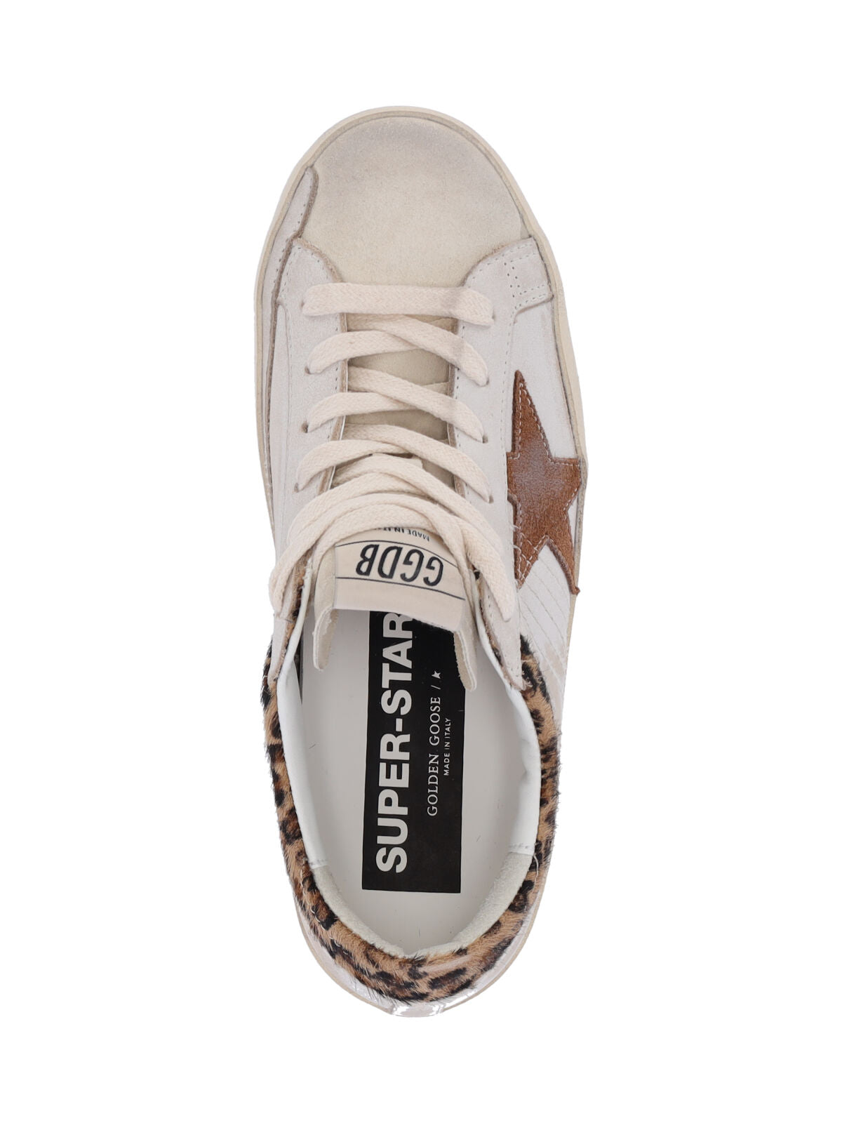 White Super-Star Distressed Calf Leather Sneakers