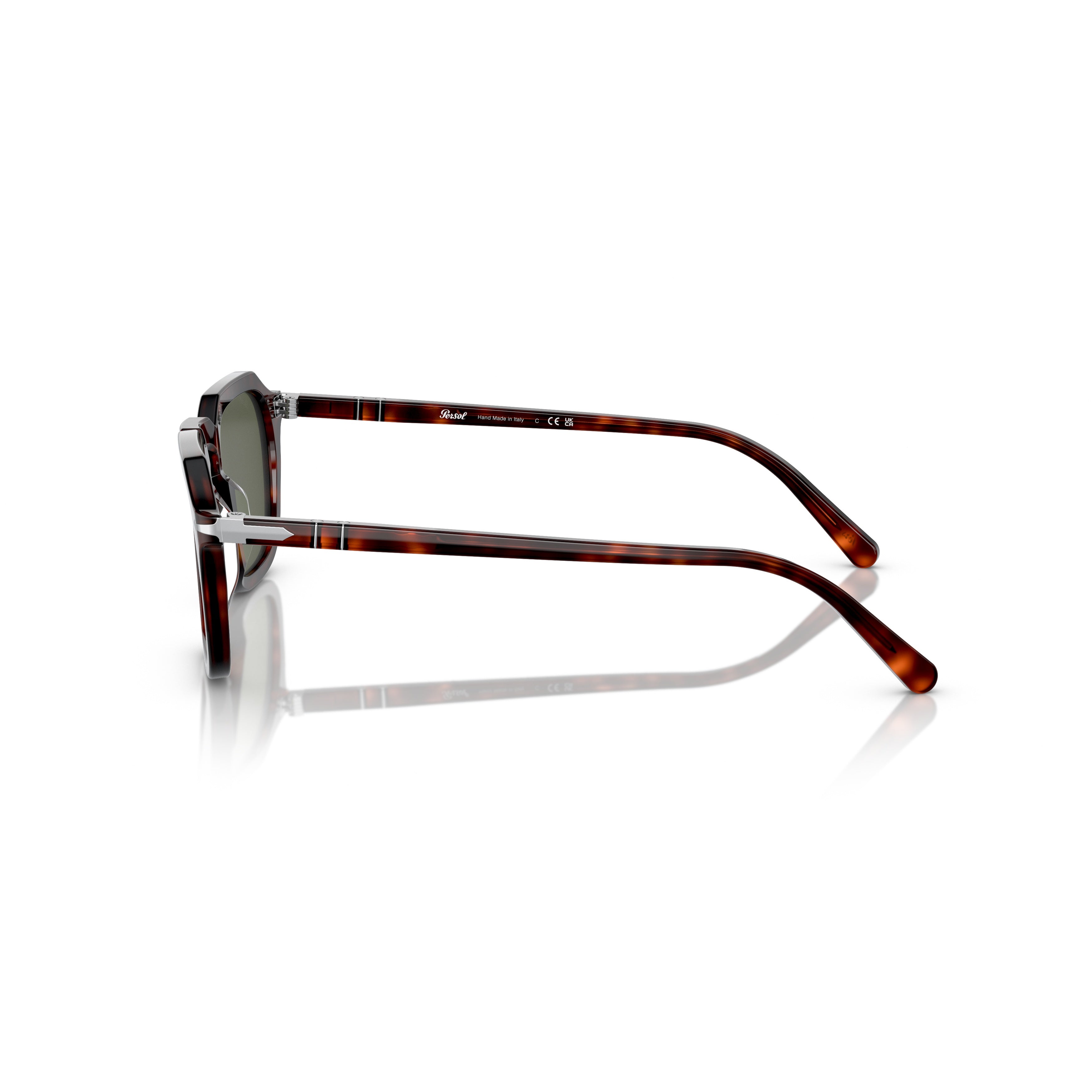 0po3292s Geometric Tortoiseshell Acetate Sunglasses with Dark Green Lenses