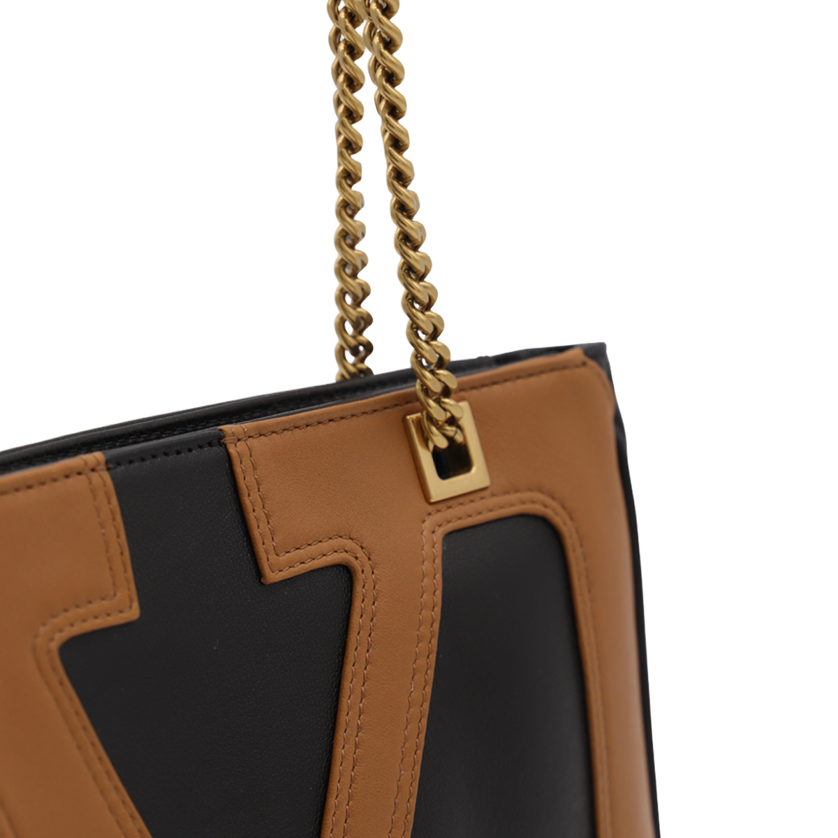 Rectangular Handbag with Oversized V-Shape Design