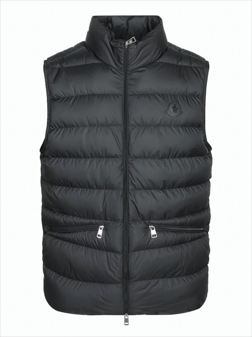Quilted Black Padded Vest with High Collar