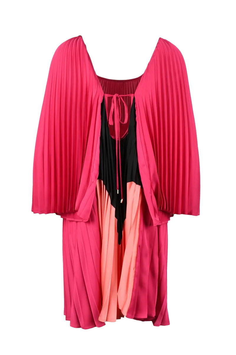 Fuchsia Pleated Dress with Flowing Silhouette
