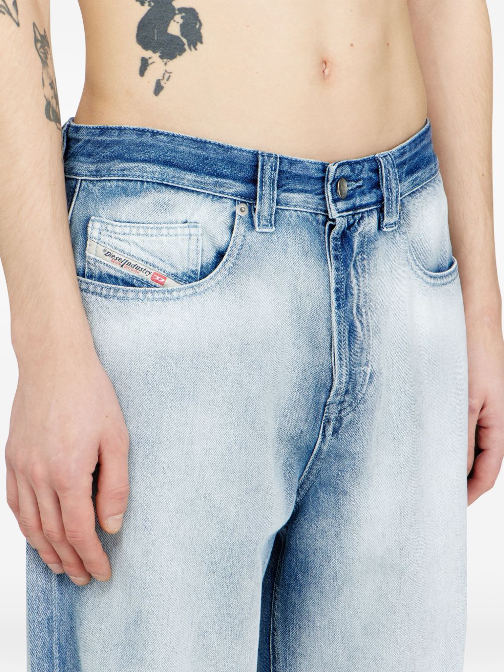 Wide-Leg Denim Jeans with Vintage Wash