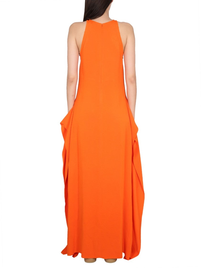 Round Neck Longuette Dress With Concealed Design