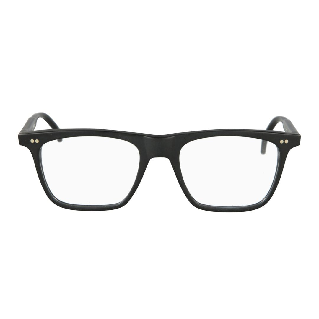Greg Matte Black Rectangular Frame Eyeglasses with Metallic Details