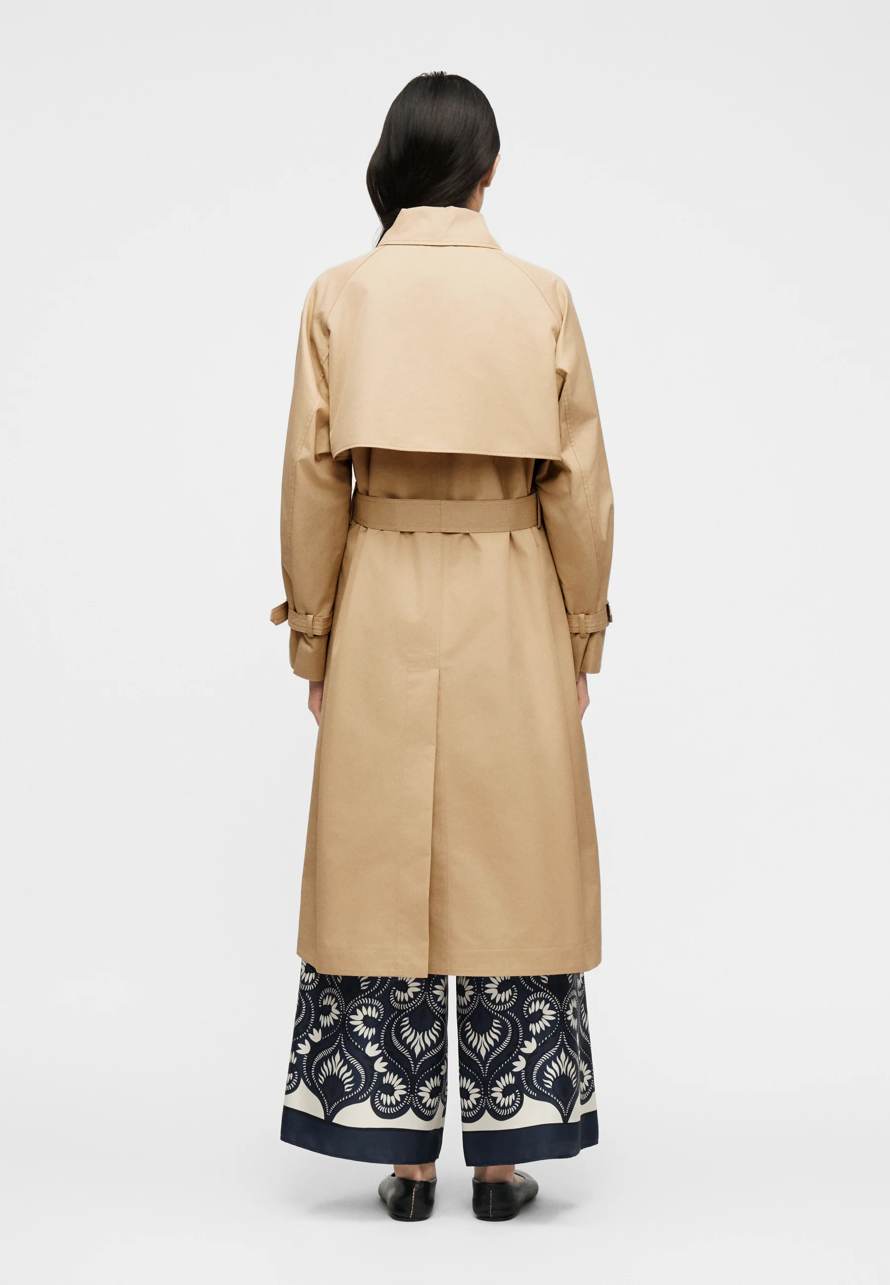 Beige Cotton Blend Trench Coat