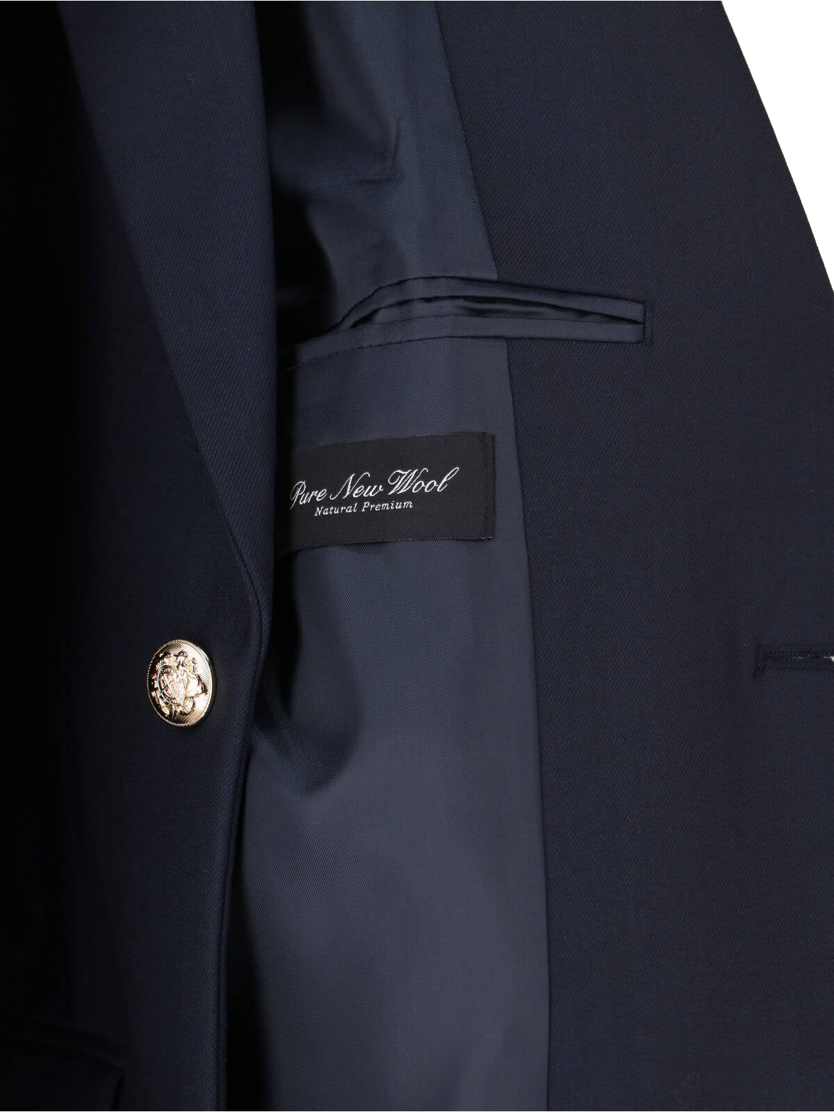 Navy Wool Blend Single-Breasted Blazer