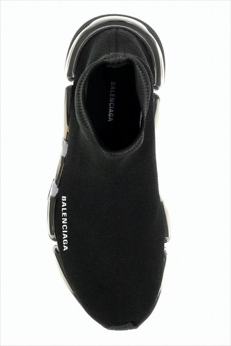 Sock-Style Black Sneakers with Sculptural Sole