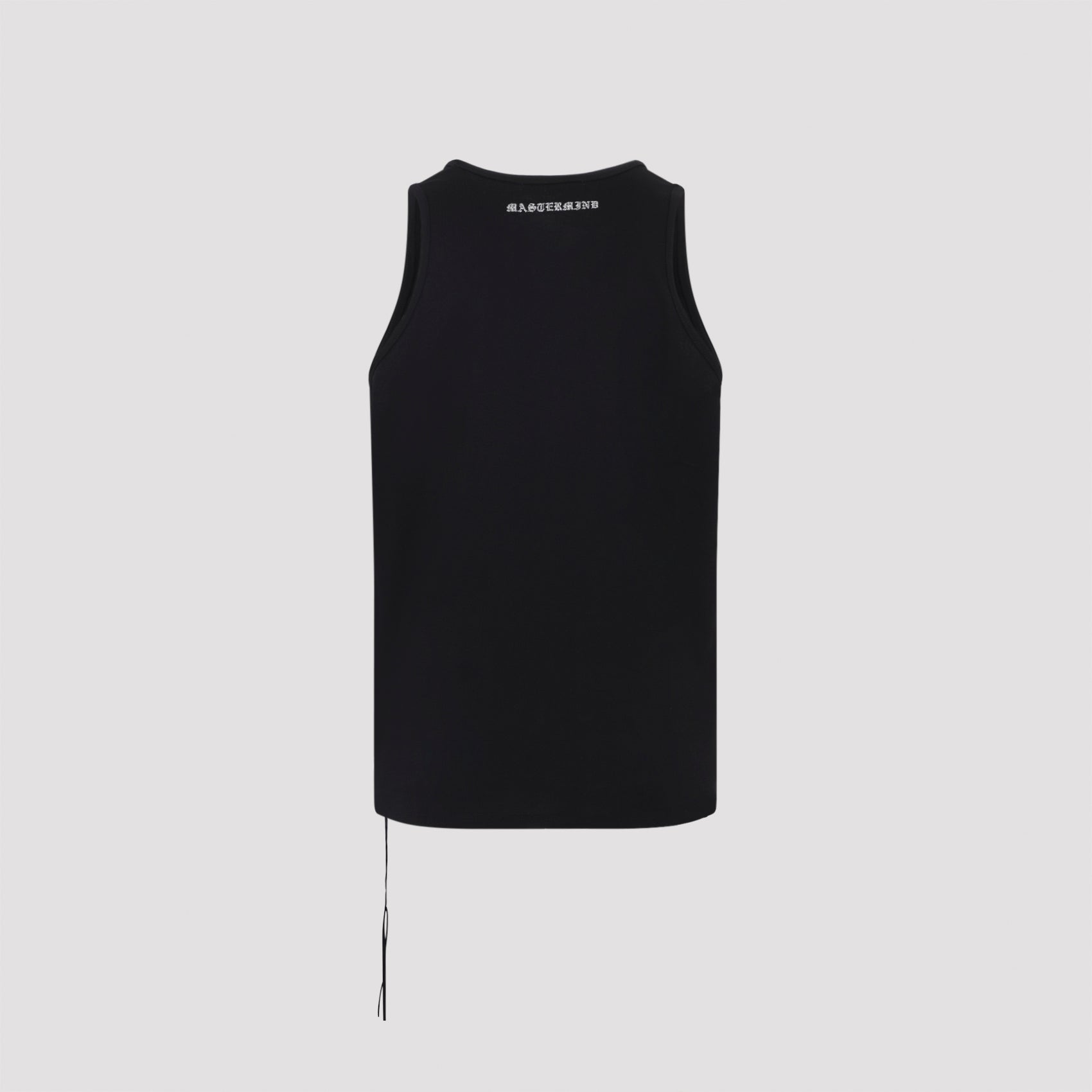 Sleeveless Black Cotton Top with Skull Emblem