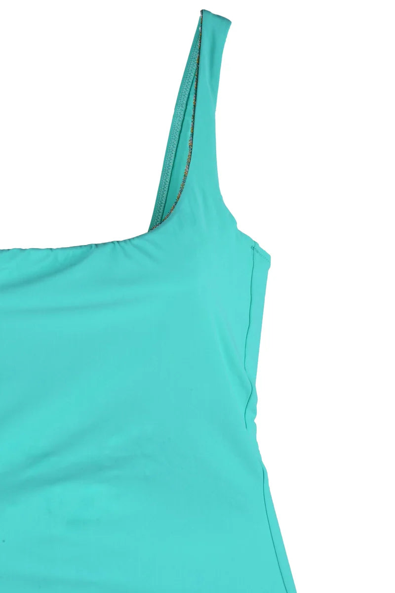 One-Shoulder Green Swimsuit