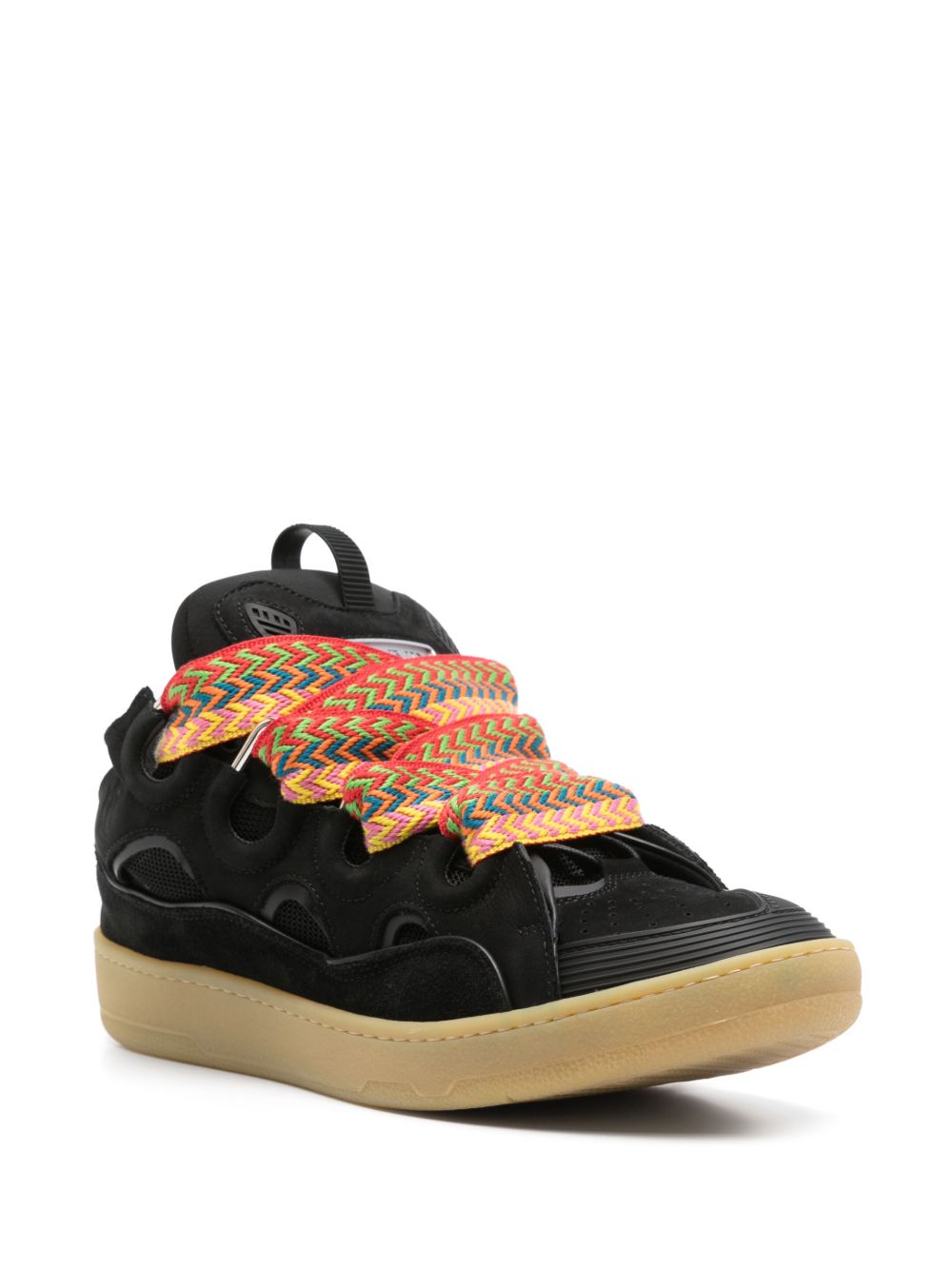 Panelled Padded Black Calf Suede Sneakers
