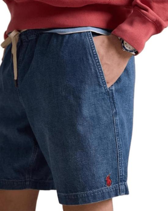 Medium Blue Denim Shorts With Relaxed Fit
