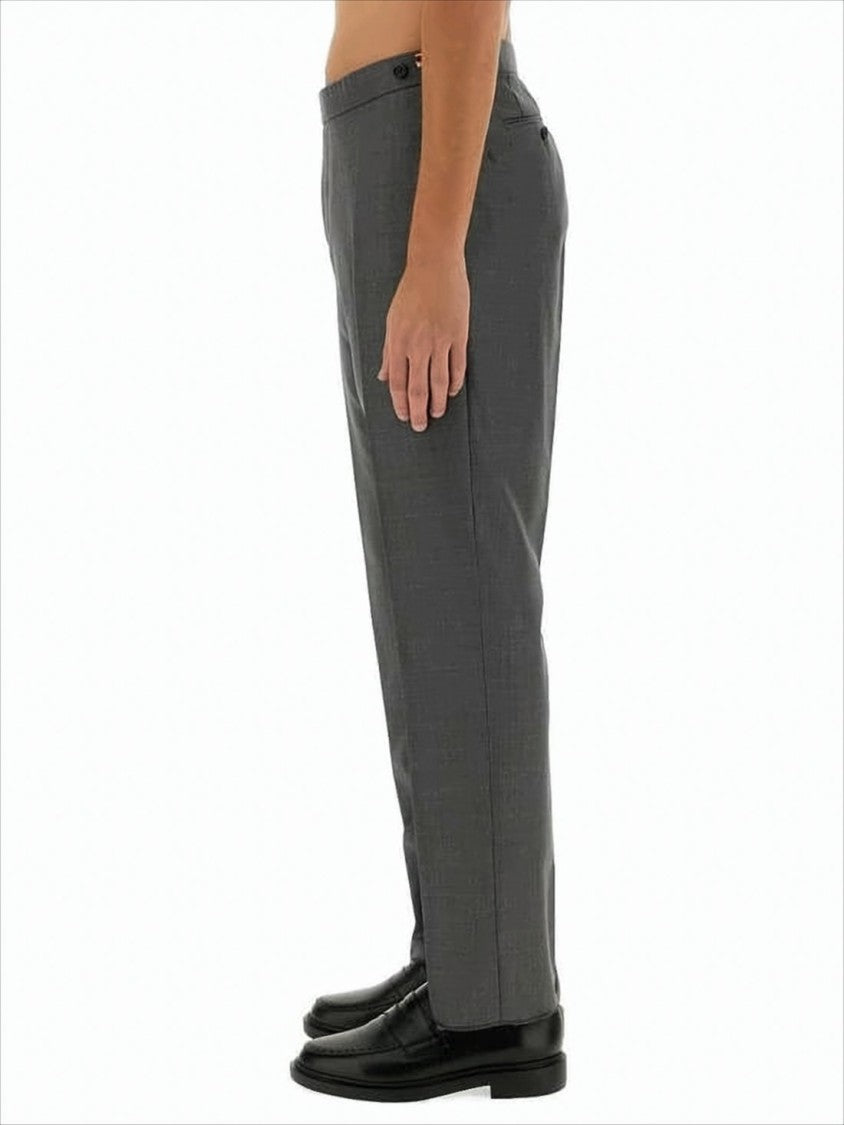 Tailored Grey Suit Pants with Subtle Stripe Detail