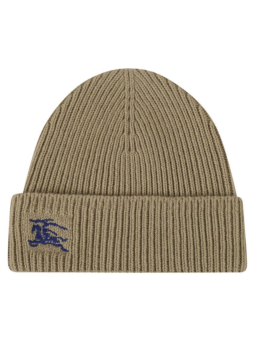 Ribbed Knit Cashmere Beanie With Folded Cuff