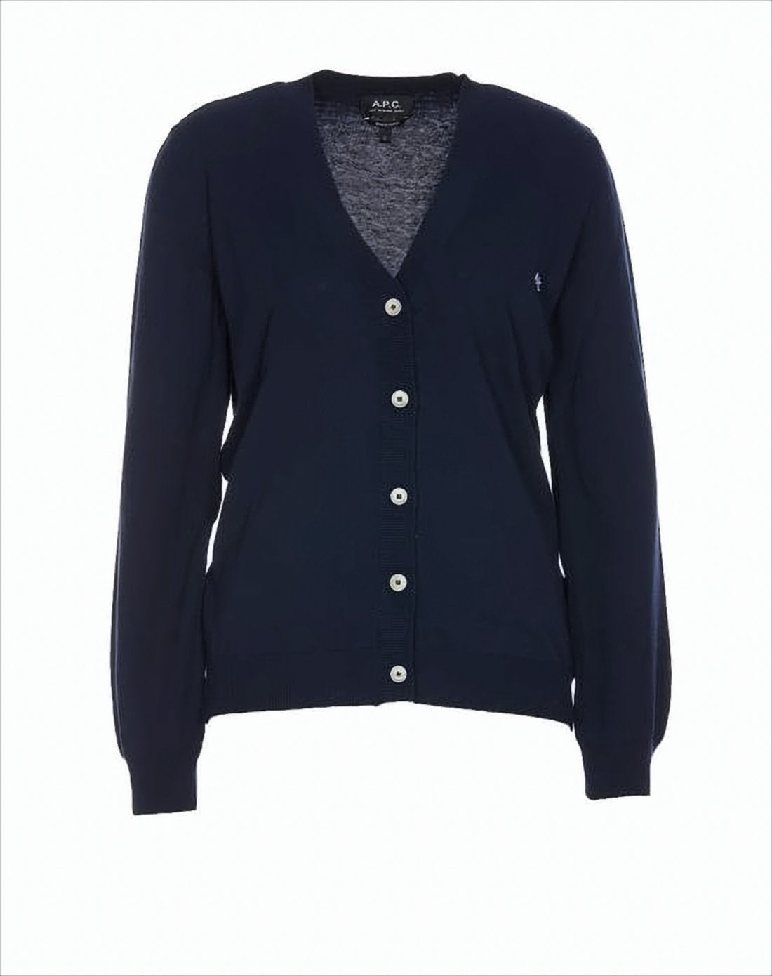 V-Neck Blue Cotton Cardigan