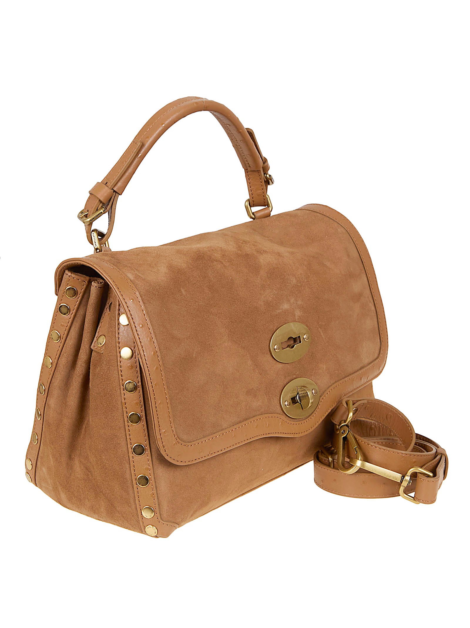 Mini Suede Shoulder Bag with Leather Trim