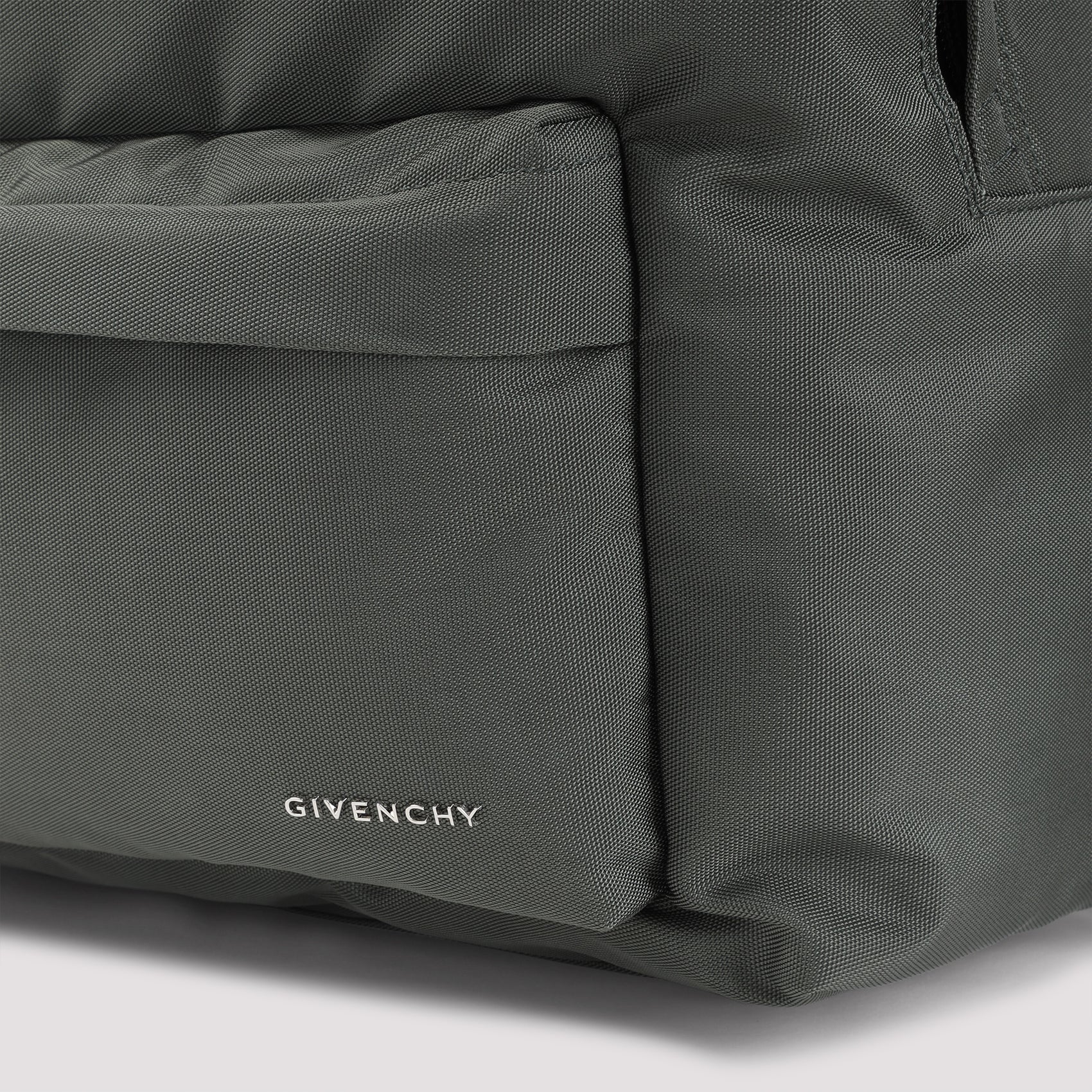 Green Salvia Polyamide Backpack with Black Leather Accents