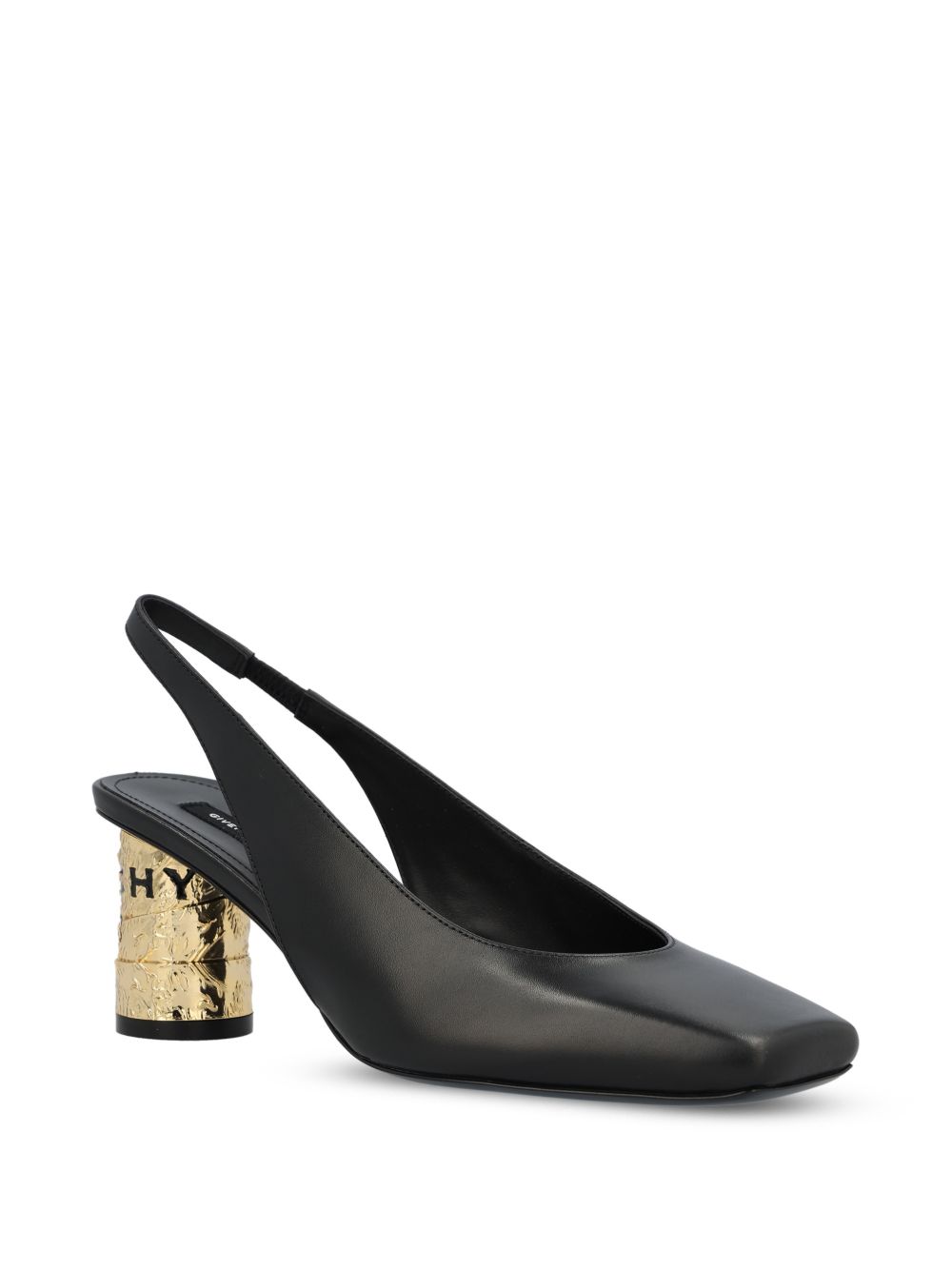 Slingback Pumps with Cylindrical Gold Heel