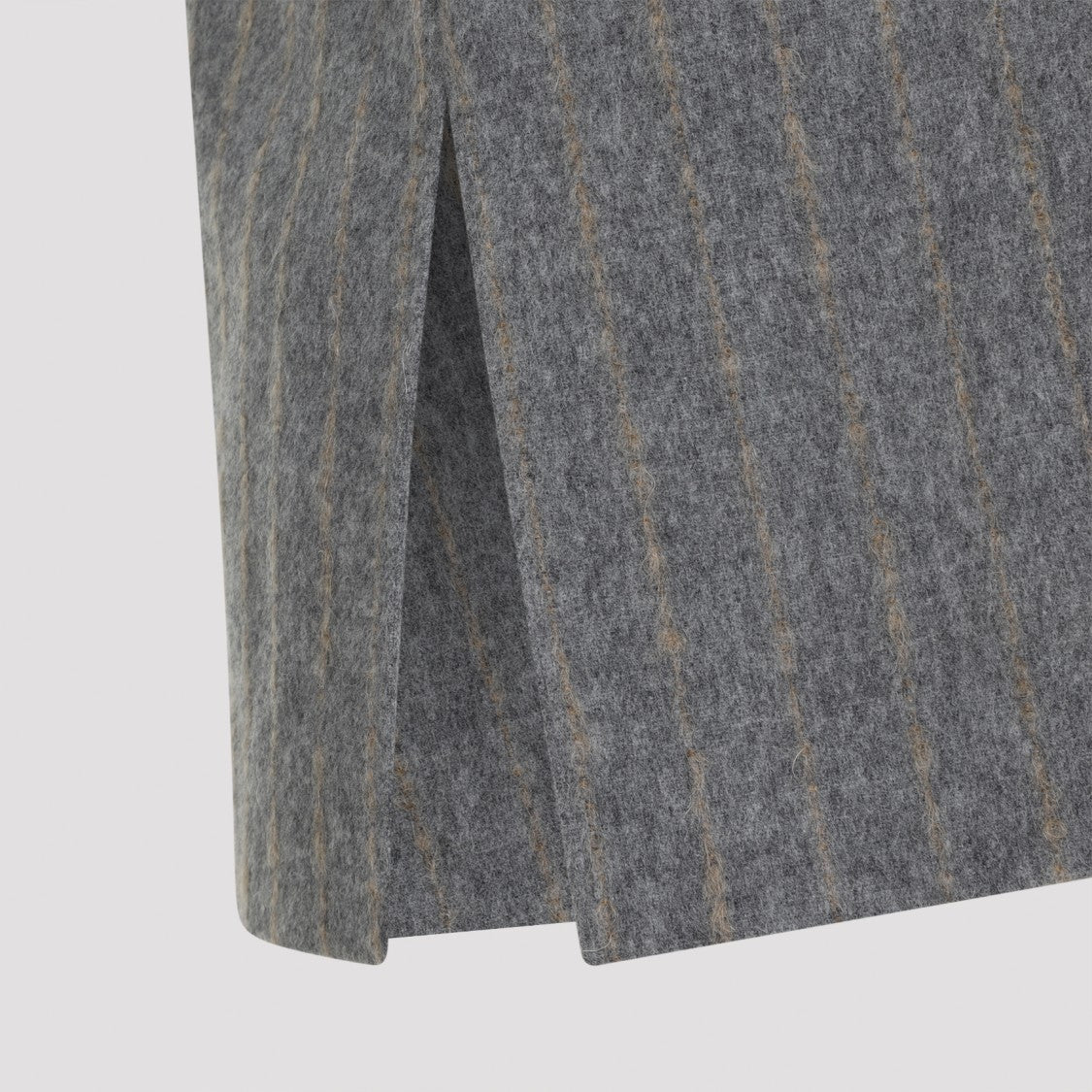 Sleeveless Wool Blend Top With Pinstripe Detail