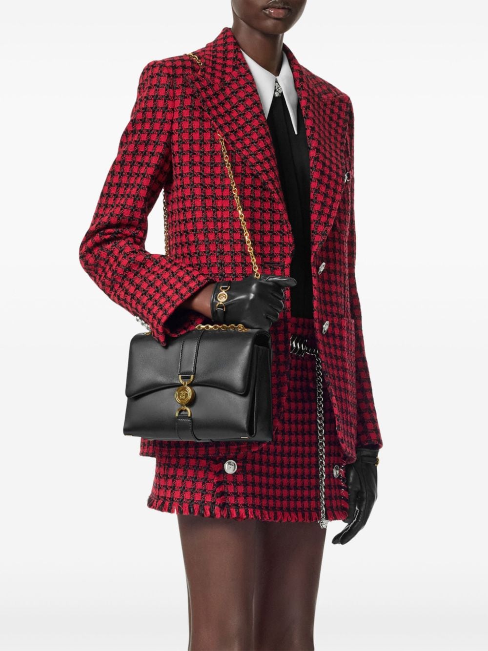 Foldover Top Black Lambskin Bag