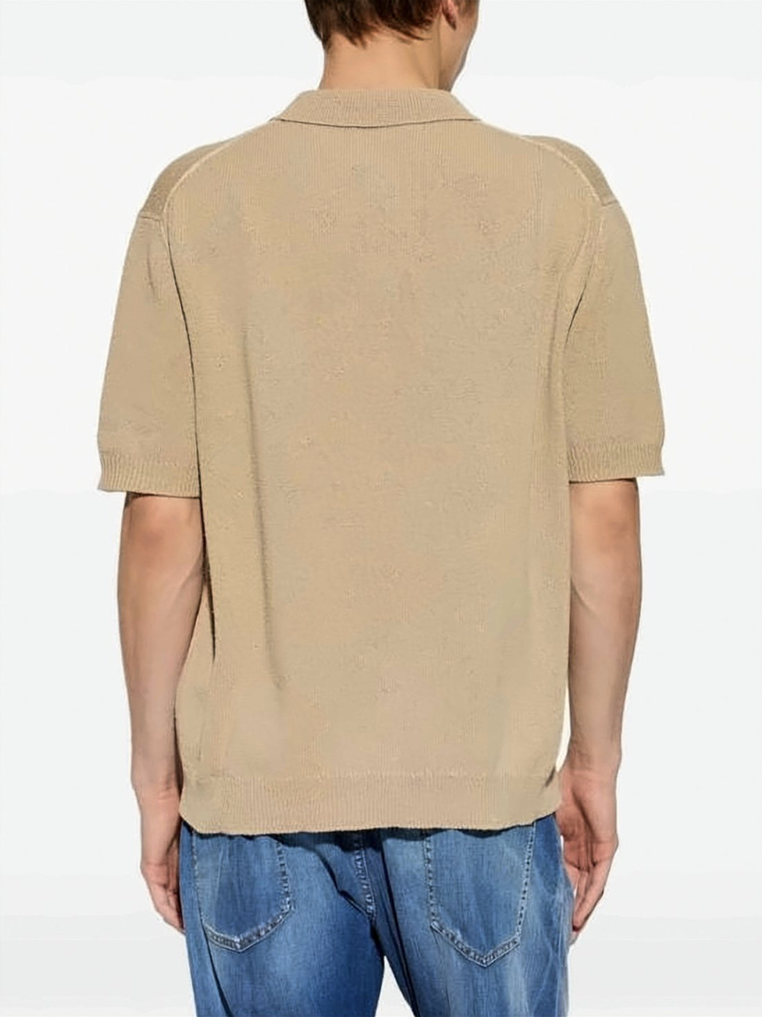 Textured Knit Short-Sleeve Polo Shirt with Classic Collar
