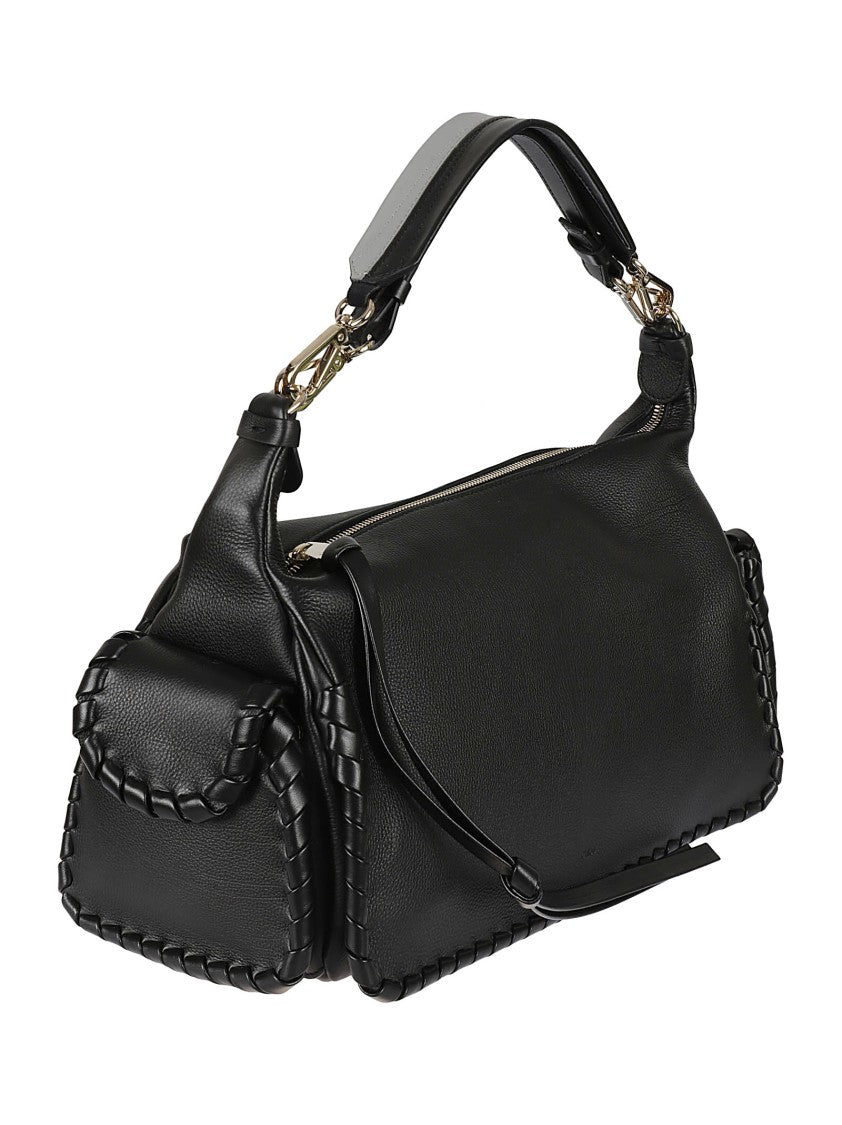 Rectangular Handbag With Braided Leather Trim
