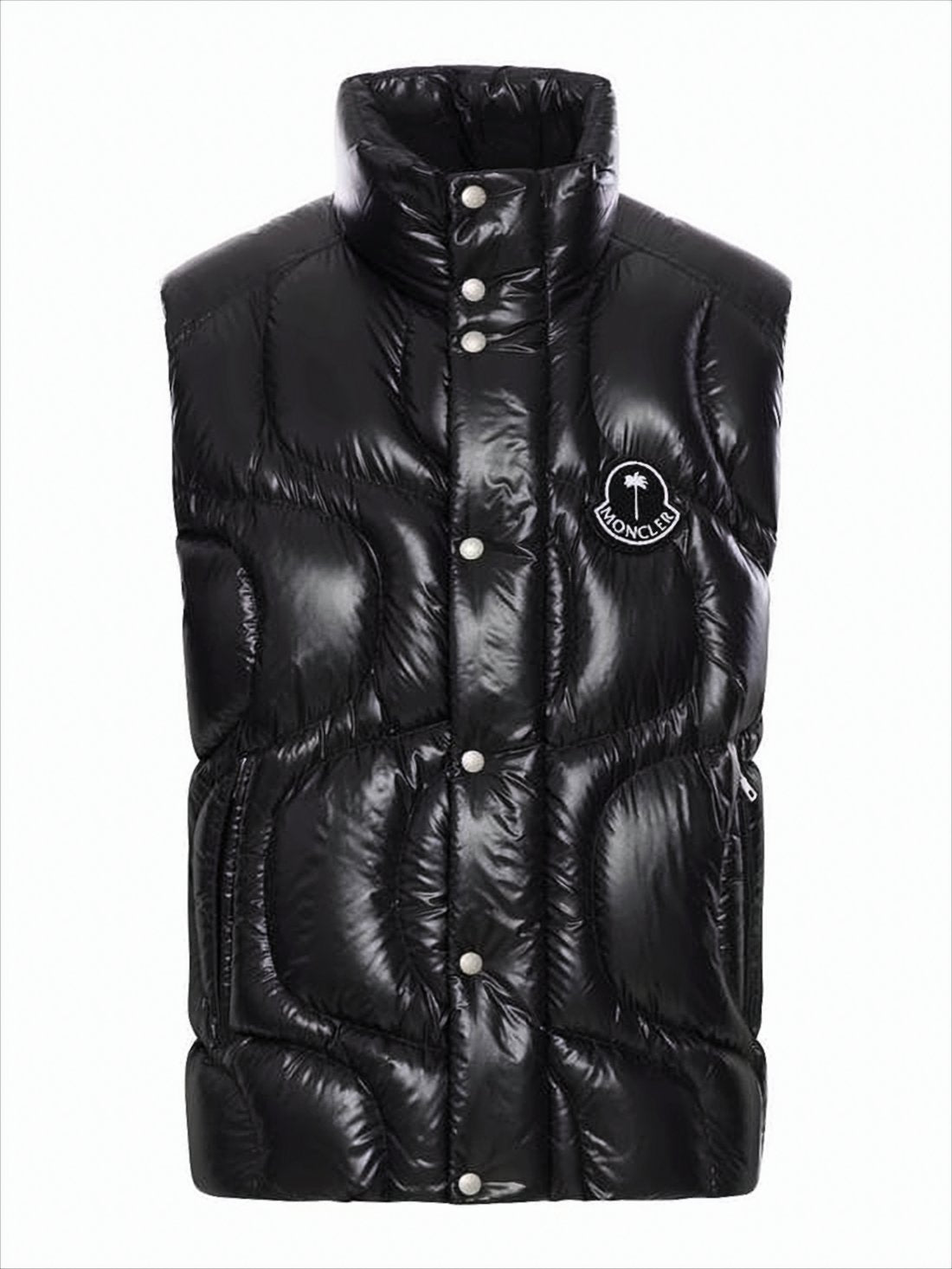 Glossy Padded Vest with High Collar